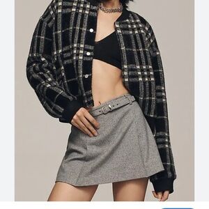 NWT anthropologie plaid bomber jacket cropped XS
